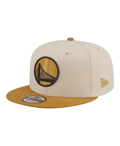New Era Men's Cream/Tan Golden State Warriors Two-Tone Color Pack 9FIFTY Snapback Hat