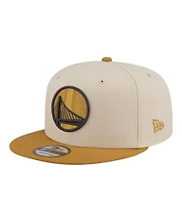 New Era Men's Cream/Tan Golden State Warriors Two-Tone Color Pack 9FIFTY Snapback Hat