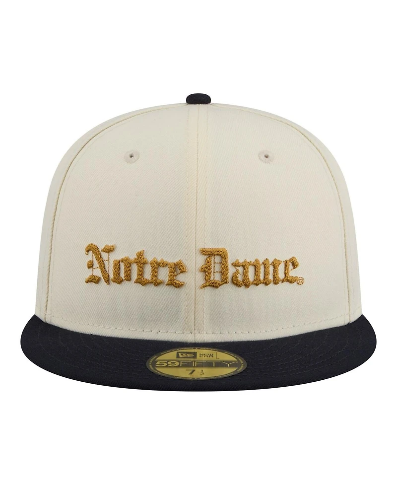 New Era Men's Cream/Navy Notre Dame Fighting Irish Two-Tone Script 59FIFTY Fitted Hat