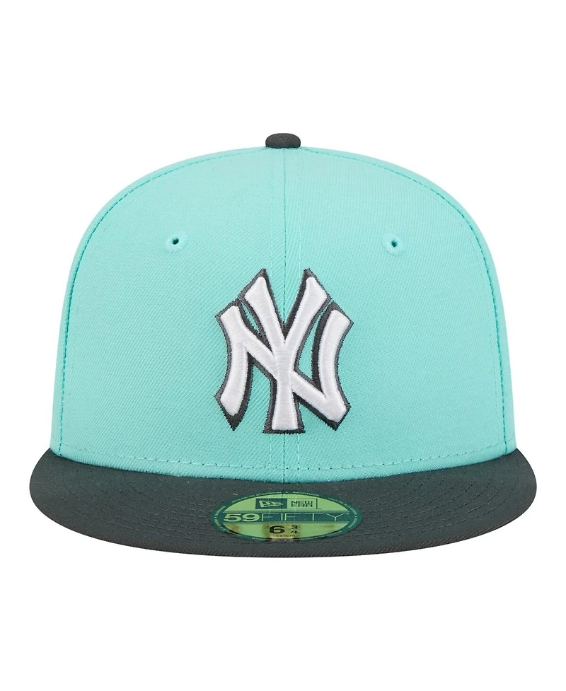 New Era Men's Turquoise/Charcoal York Yankees Two-Tone Color Pack 59FIFTY Fitted Hat