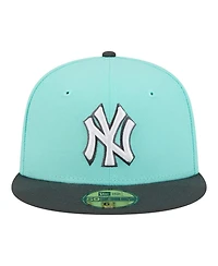 New Era Men's Turquoise/Charcoal York Yankees Two-Tone Color Pack 59FIFTY Fitted Hat