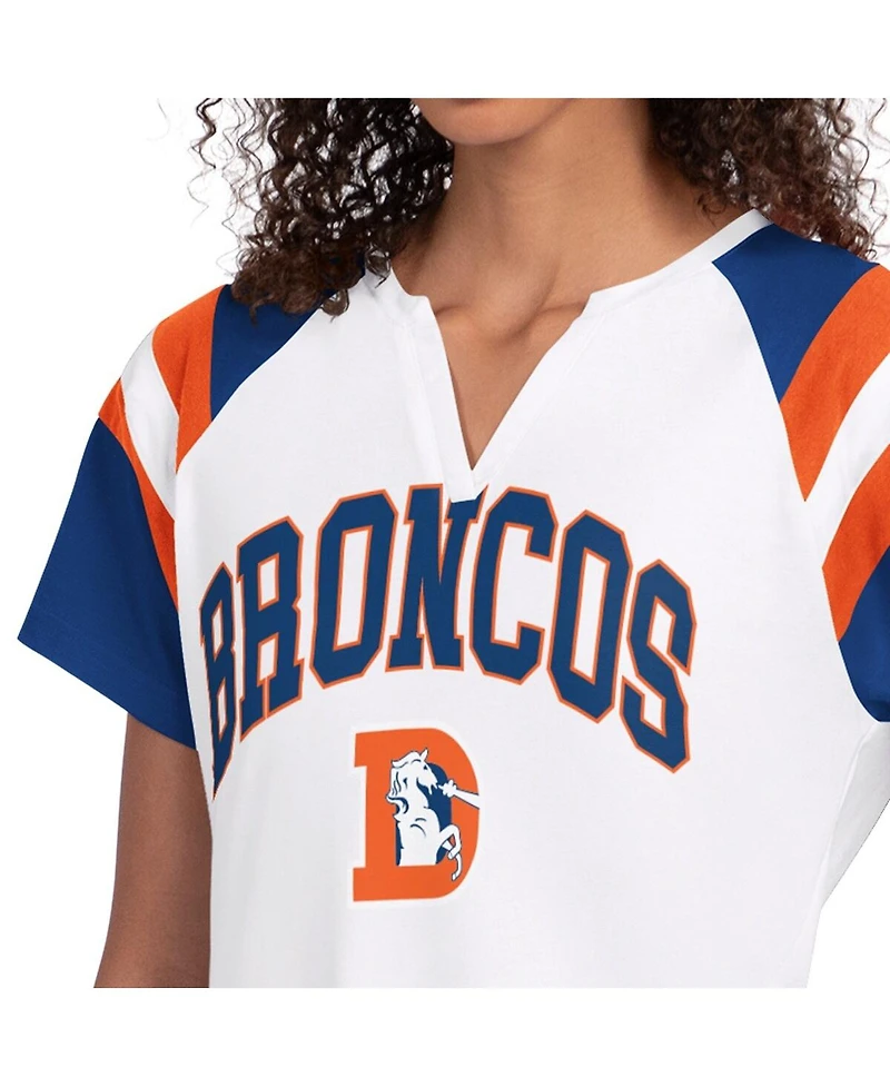 Starter Women's White Denver Broncos Game On Notch Neck T-Shirt