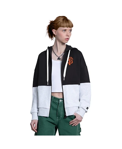 Starter Women's Black/Heather Gray San Francisco Giants Wishbone Full-Zip Hoodie