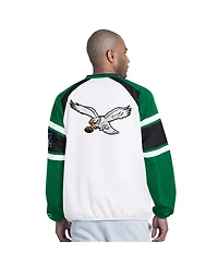 Starter Men's White Philadelphia Eagles Infield Play Raglan Pullover Jacket