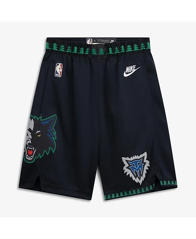 Nike Big Boys and Girls Black Minnesota Timberwolves Hardwood Classics Dri-fit Swingman Shorts