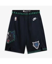 Nike Big Boys and Girls Black Minnesota Timberwolves Hardwood Classics Dri-fit Swingman Shorts