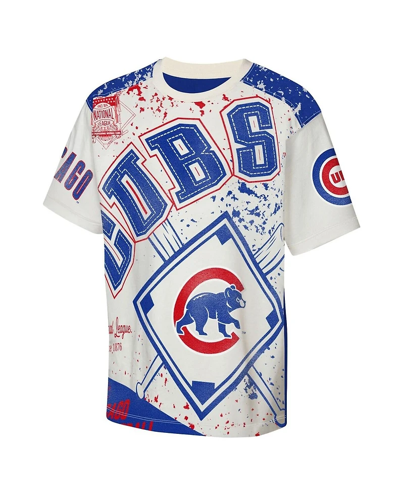 Outerstuff Big Boys and Girls Cream Chicago Cubs League Top Player Bold All-Over-Print T-Shirt