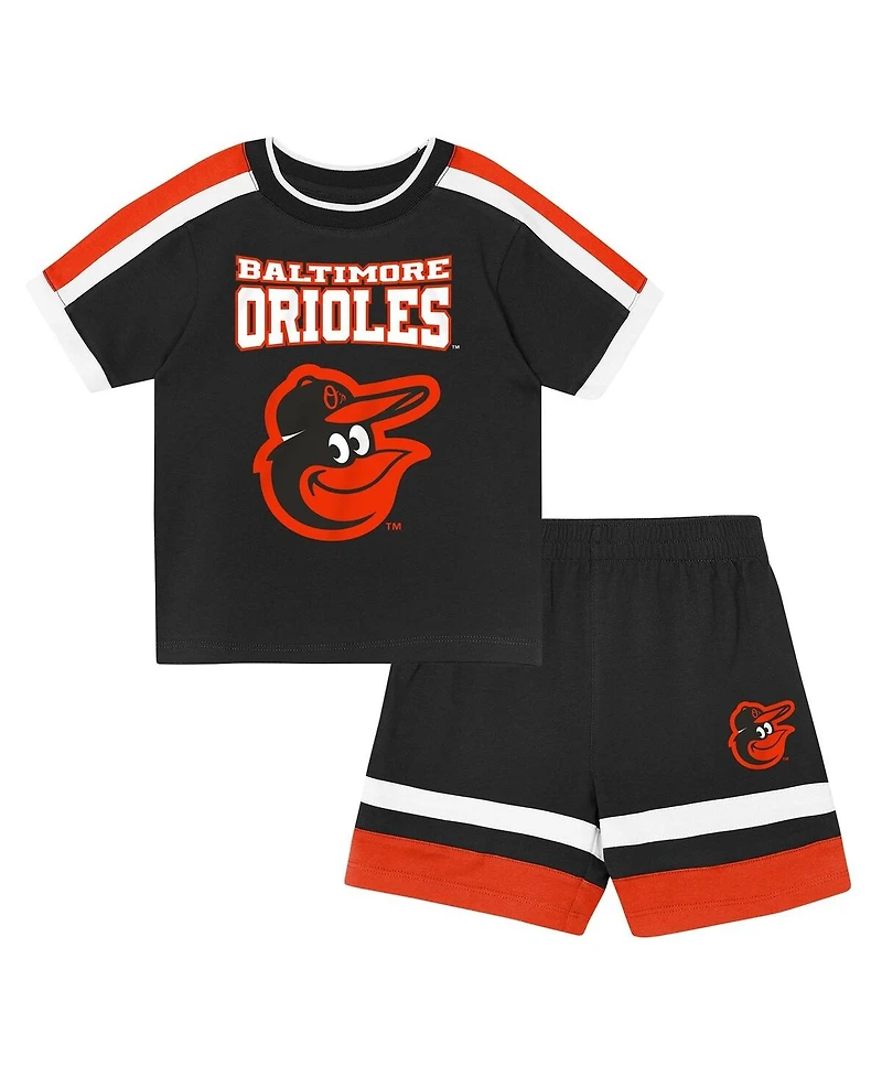 Outerstuff Toddler 2-Piece Black Baltimore Orioles Ground Ball T-Shirt and Shorts Set