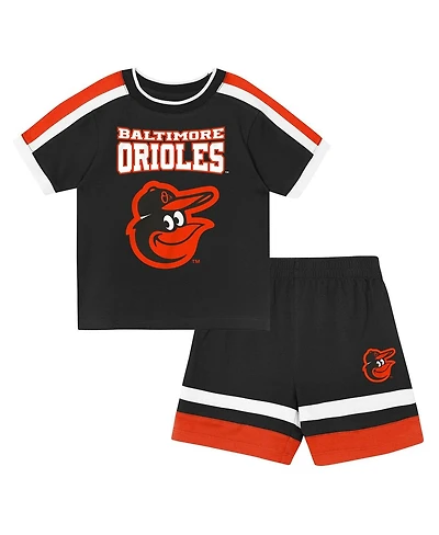 Outerstuff Toddler 2-Piece Black Baltimore Orioles Ground Ball T-Shirt and Shorts Set