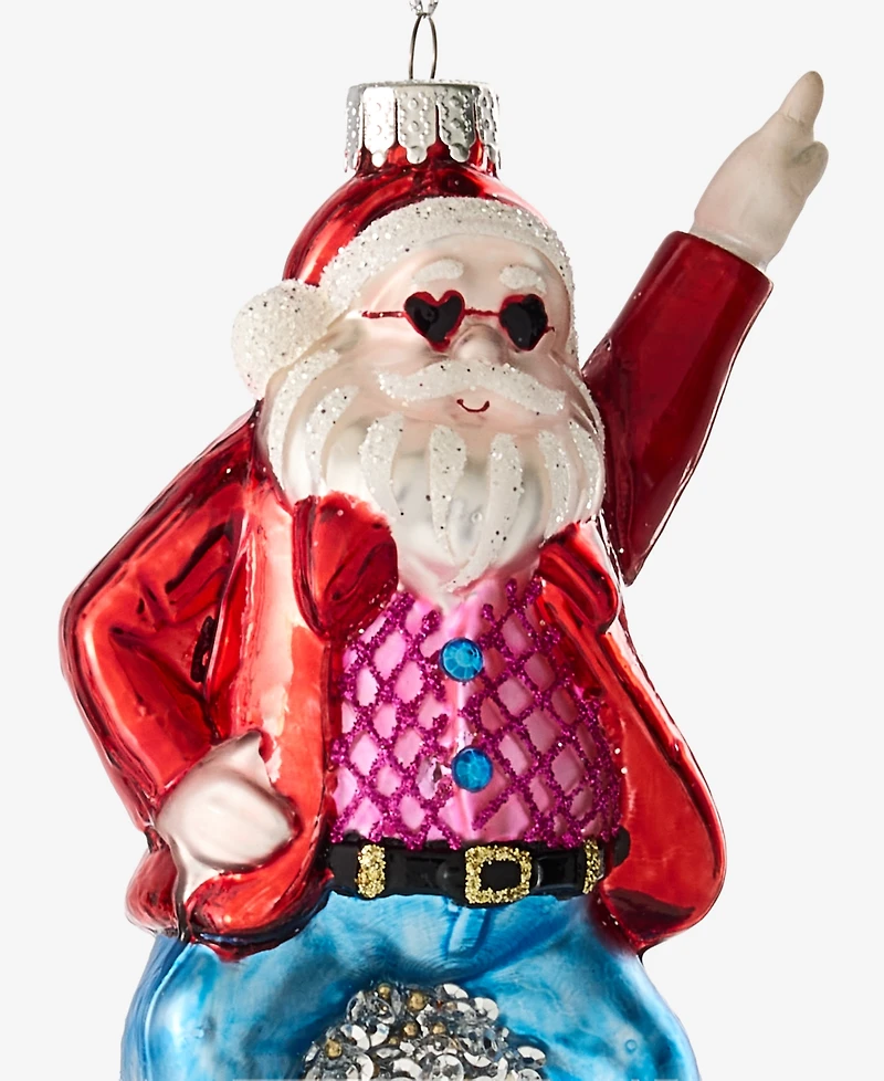 Holiday Lane Disco Brights Santa Ornament, Macy's Exclusive