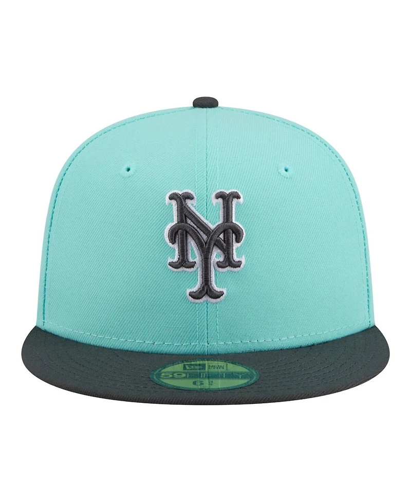 New Era Men's Turquoise/Charcoal York Mets Two-Tone Color Pack 59FIFTY Fitted Hat