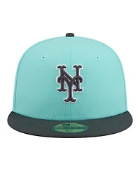 New Era Men's Turquoise/Charcoal York Mets Two-Tone Color Pack 59FIFTY Fitted Hat