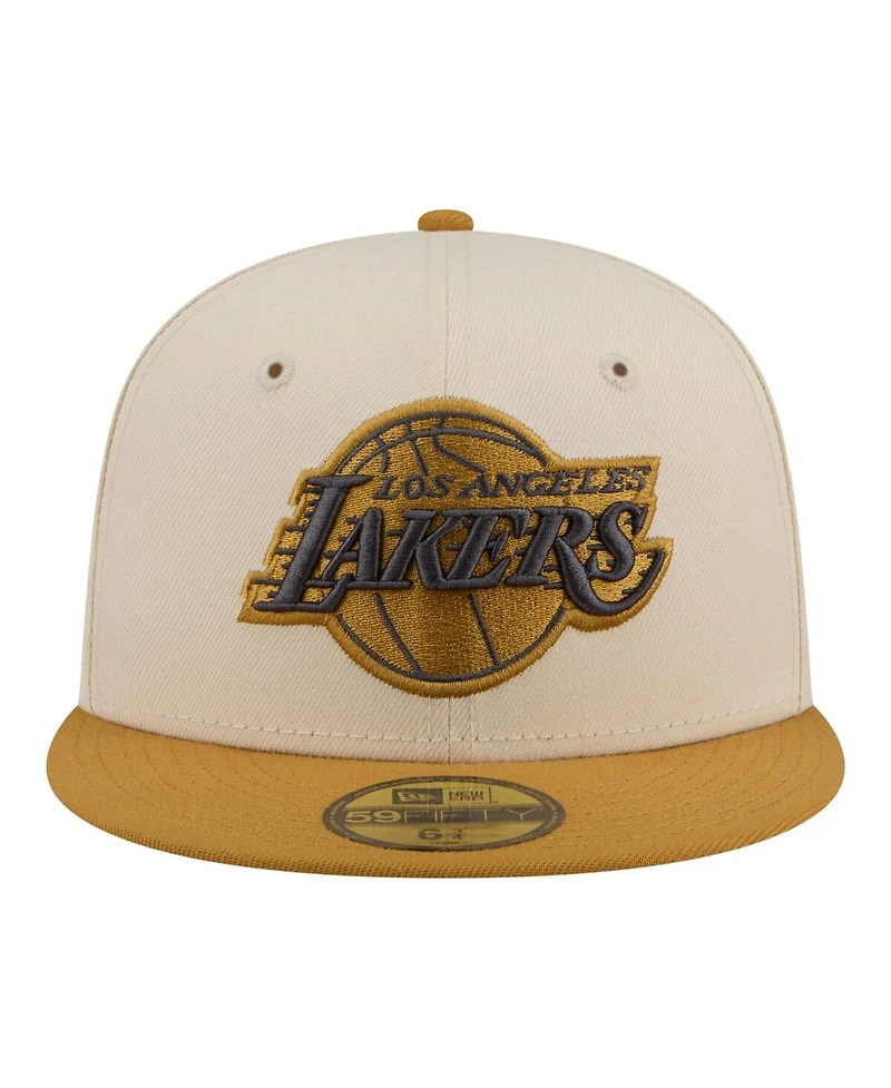 New Era Men's Cream/Tan Los Angeles Lakers Two-Tone Color Pack 59FIFTY Fitted Hat