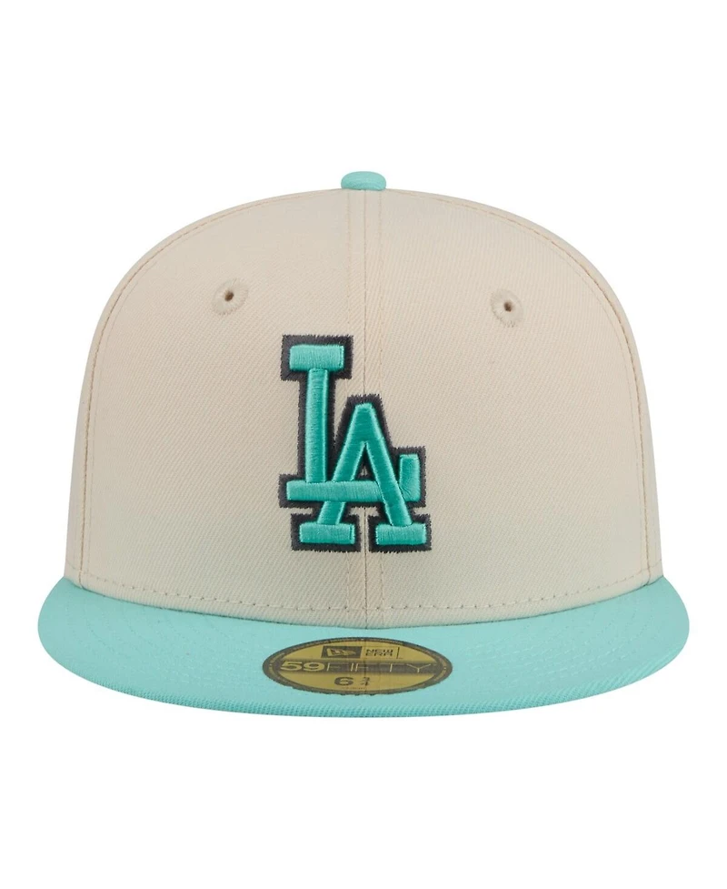 New Era Men's Light Beige/Turquoise Los Angeles Dodgers Two-Tone Color Pack 59FIFTY Fitted Hat