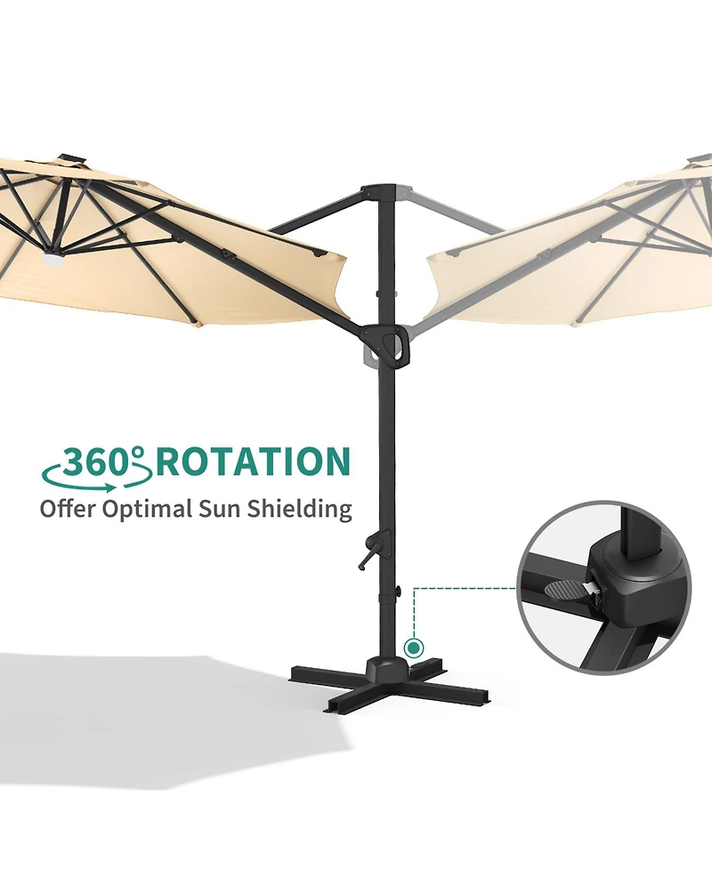 homfan 10FT Cantilever Umbrella, 360degree(s) Rotation & Tilt, Waterproof Windproof 600D Fabric, Rustproof Aluminum Frame Base, for Garden, Patio