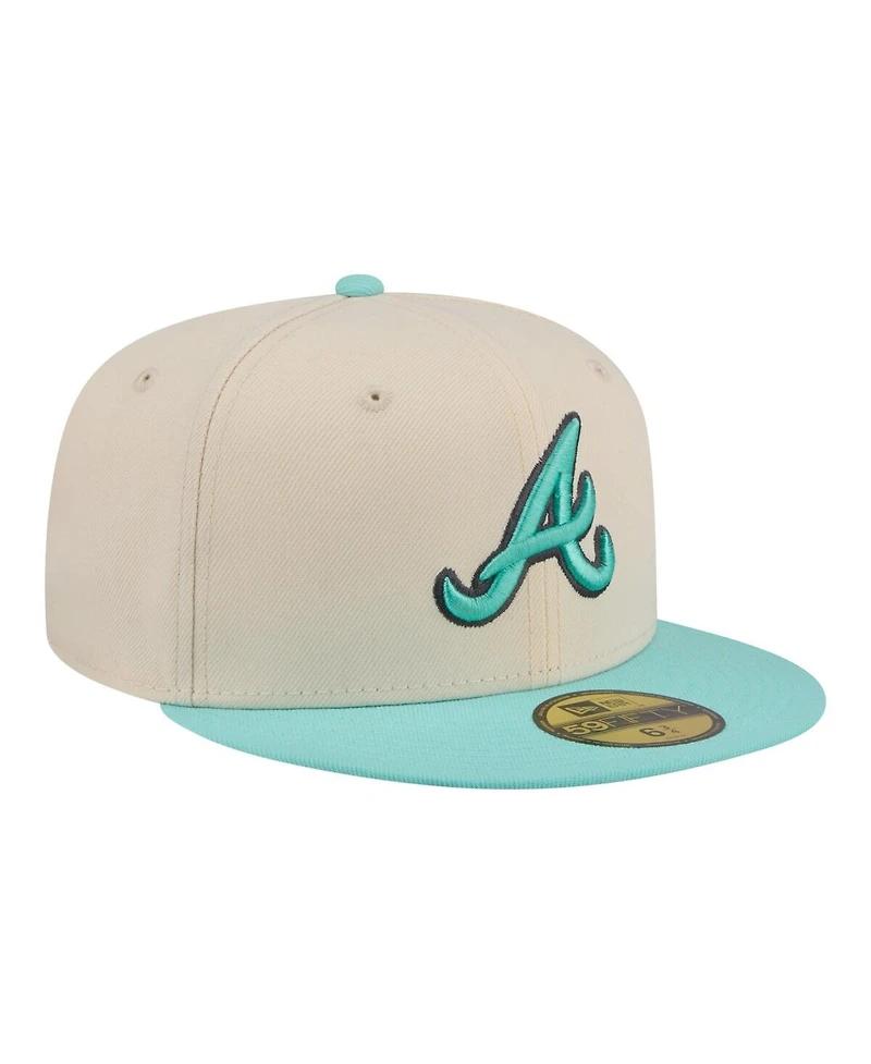 New Era Men's Light Beige/Turquoise Atlanta Braves Two-Tone Color Pack 59FIFTY Fitted Hat