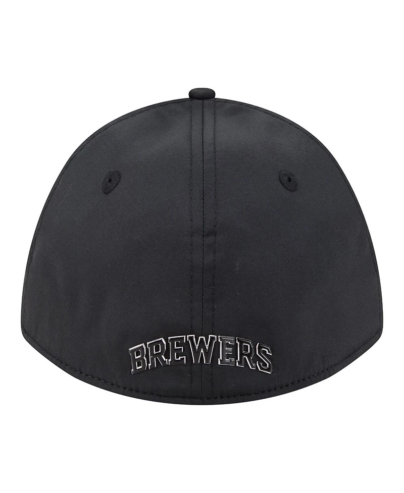 New Era Men's Black Milwaukee Brewers Metallic 39THIRTY M-Crown Flex Hat