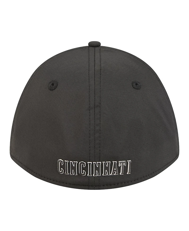 New Era Men's Black Cincinnati Reds Metallic 39THIRTY M-Crown Flex Hat