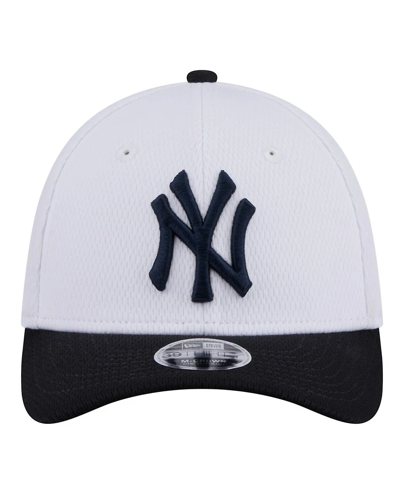 New Era Big Boys and Girls White/Navy New York Yankees Baseball 39THIRTY M-Crown Flex Hat