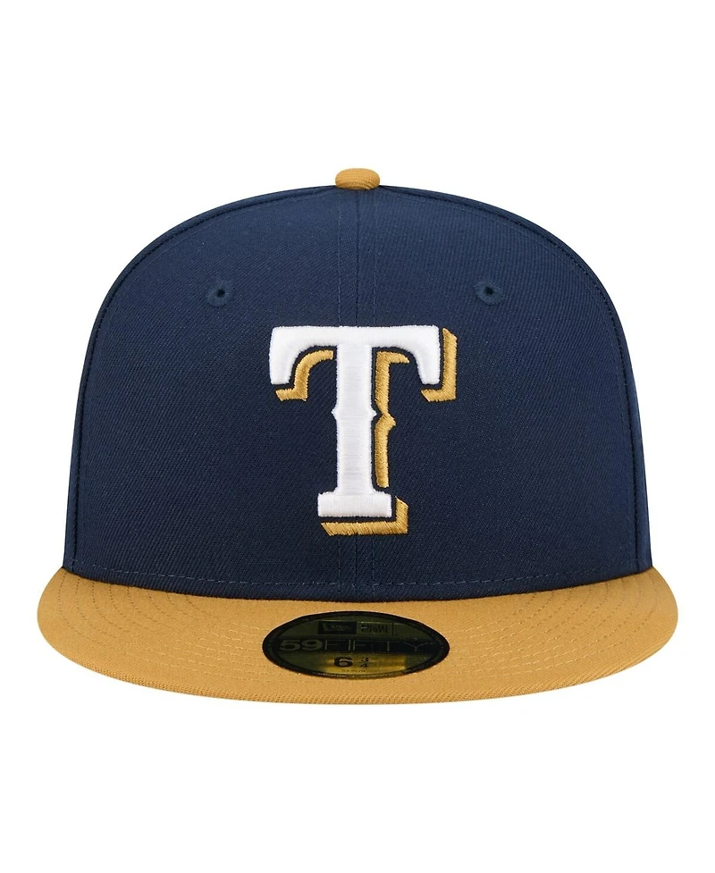 New Era Men's Navy/Khaki Texas Rangers Two-Tone Color Pack 59FIFTY Fitted Hat