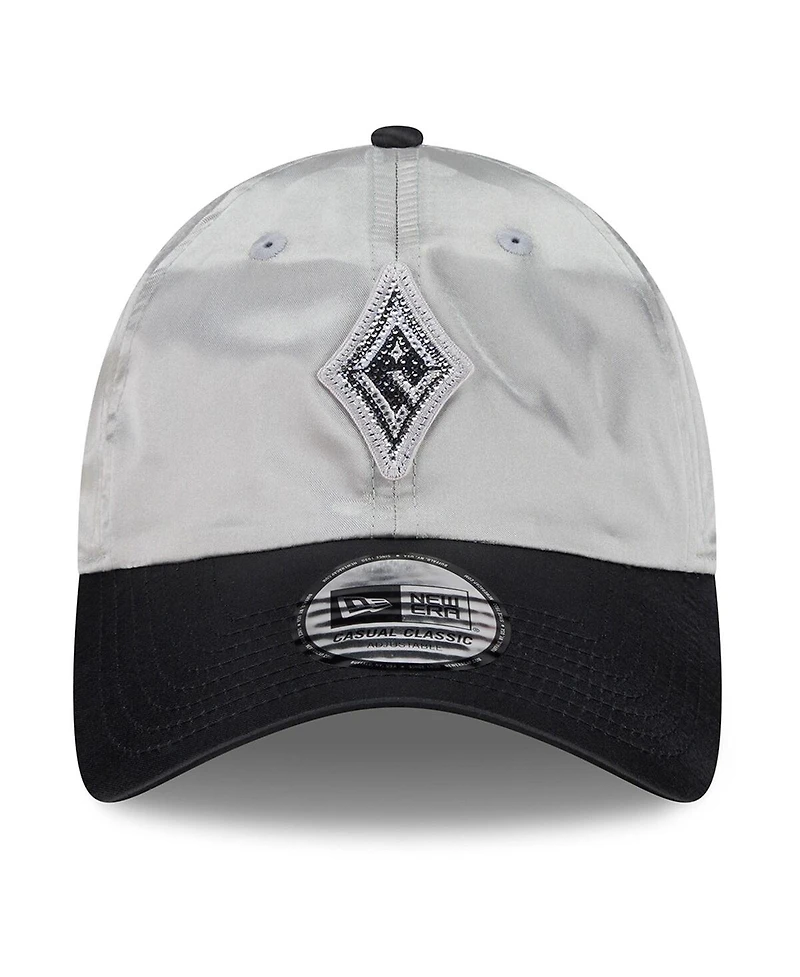 New Era Men's and Women's Silver/Black Las Vegas Aces 2026 Wnba Draft Satin Crystals Casual Classic Adjustable Hat