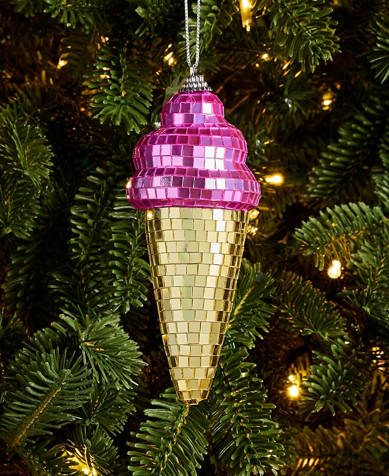 Holiday Lane Disco Brights Plastic Ice Cream Ornament, Macy's Exclusive