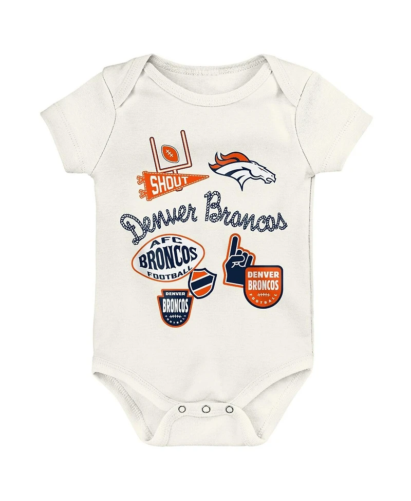 Outerstuff Baby Boys and Girls 3-Pack Denver Broncos Littlest Player Bodysuit Set