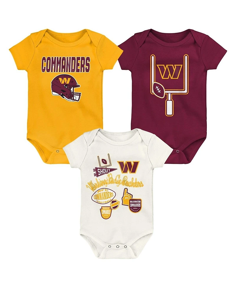 Outerstuff Baby Boys and Girls 3-Pack Washington Commanders Littlest Player Bodysuit Set