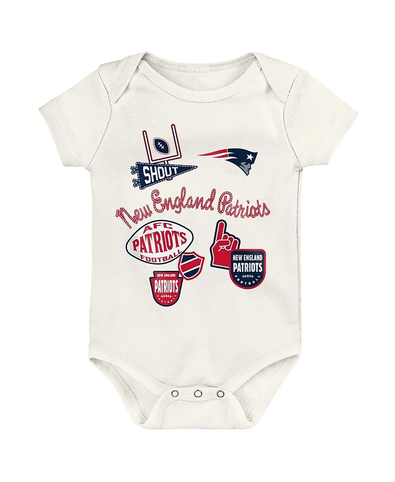 Outerstuff Baby Boys and Girls 3-Pack New England Patriots Littlest Player Bodysuit Set