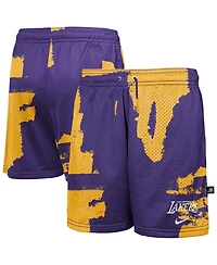 Nike Big Boys and Girls Purple Los Angeles Lakers Courtside Pro Shot Dri-fit Mesh Practice Shorts