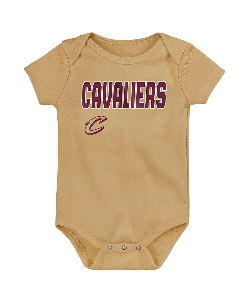 Outerstuff Baby Boys and Girls 3-Pack Cleveland Cavaliers Littlest Player Bodysuit Set