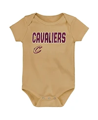 Outerstuff Baby Boys and Girls 3-Pack Cleveland Cavaliers Littlest Player Bodysuit Set