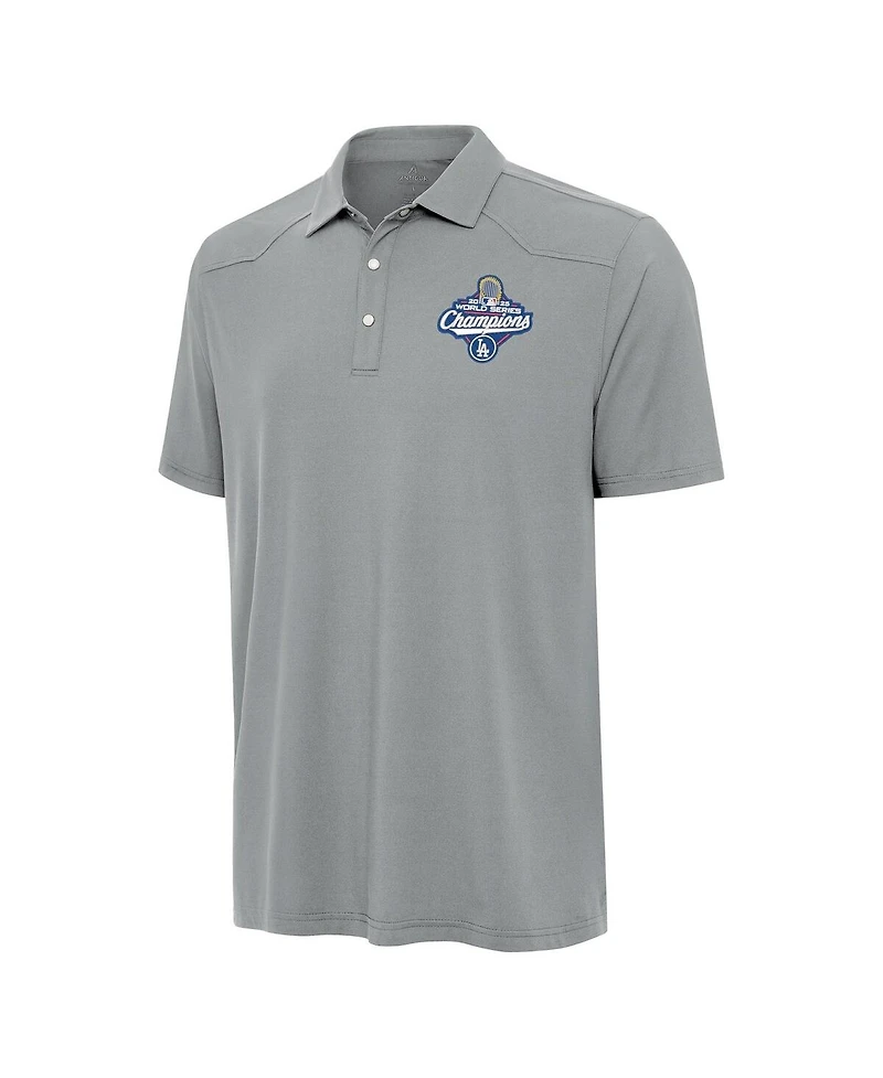 Antigua Men's Gray Los Angeles Dodgers 2025 World Series Champions Western Polo Shirt
