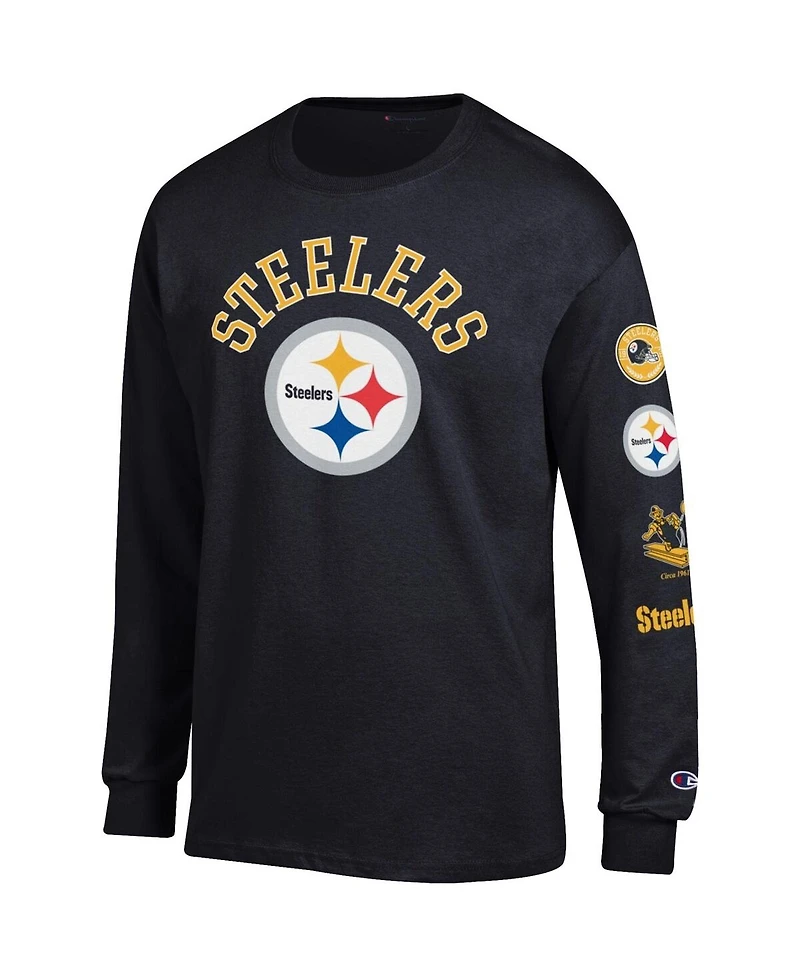 Champion Men's Black Pittsburgh Steelers Seal Long Sleeve T-Shirt