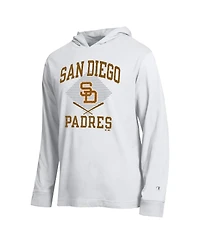 Champion Men's White San Diego Padres Cooperstown Hooded Long-Sleeve T-Shirt