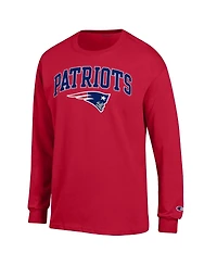 Champion Men's Red New England Patriots Arch Over Logo Long Sleeve T-Shirt