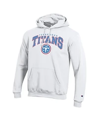 Champion Men's White Tennessee Titans Powerblend Arch over Logo Hoodie