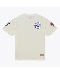 Mitchell & Ness Men's Cream Philadelphia 76ers Hardwood Classics Chainstitch Premium T-Shirt