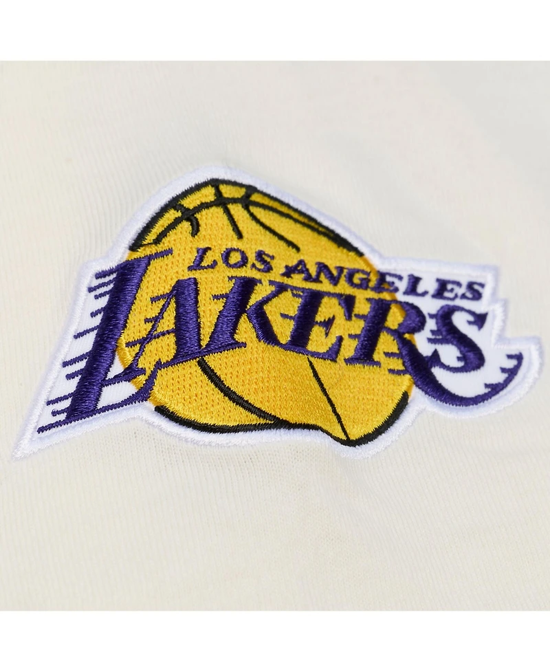 Mitchell & Ness Men's Cream Los Angeles Lakers Hardwood Classics Chainstitch Premium T-Shirt