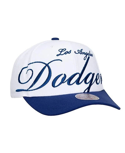 Mitchell & Ness Men's and Women's White/Royal Los Angeles Dodgers Xl Script Pro Crown Adjustable Hat
