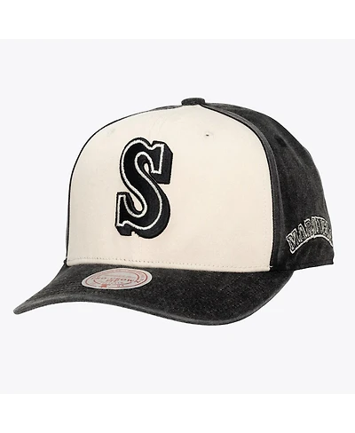 Mitchell & Ness Men's and Women's Cream/Black Seattle Mariners Snow Block Pro Crown Snapback Hat