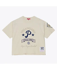 Mitchell & Ness Women's Cream Philadelphia Phillies Cooperstown Yacht Rock Boxy Cropped T-Shirt