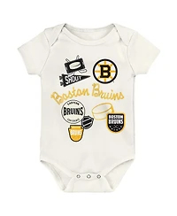 Outerstuff Baby Boys and Girls 3-Pack Boston Bruins Littlest Player Bodysuit Set