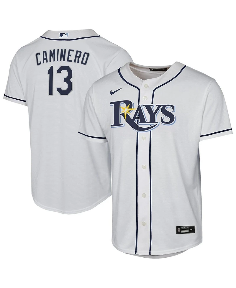 Nike Big Boys and Girls Junior Caminero White Tampa Bay Rays Home Replica Player Jersey