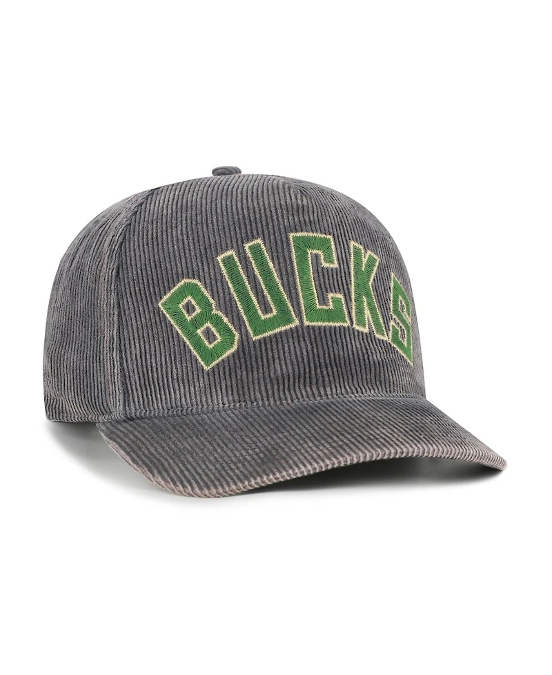 '47 Brand Men's Charcoal Milwaukee Bucks Reclaim Snow Wash Corduroy Adjustable Hitch Hat