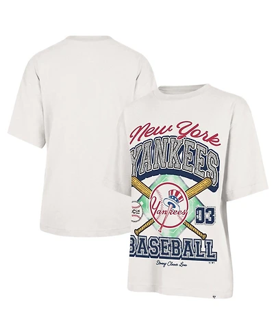 Stoney Clover Lane X '47 Brand Women's Sand New York Yankees Crossover Base Foundation T-Shirt