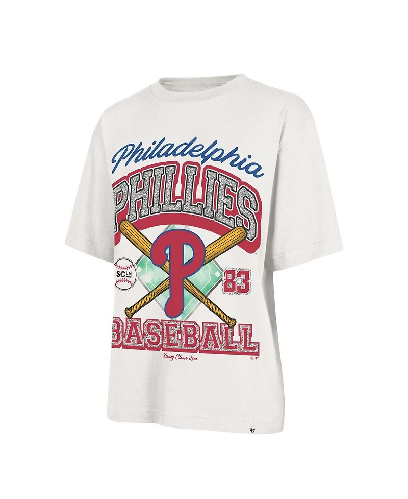 Stoney Clover Lane X '47 Brand Women's Sand Philadelphia Phillies Crossover Base Foundation T-Shirt