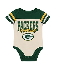Outerstuff Baby Boys and Girls Green 3-Piece Bay Packers Up One Bodysuit, Bib and Booties Set