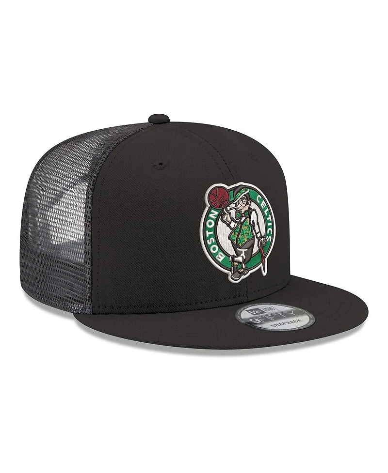 New Era Men's Black Boston Celtics Core Logo Meshback 9FIFTY Snapback Hat