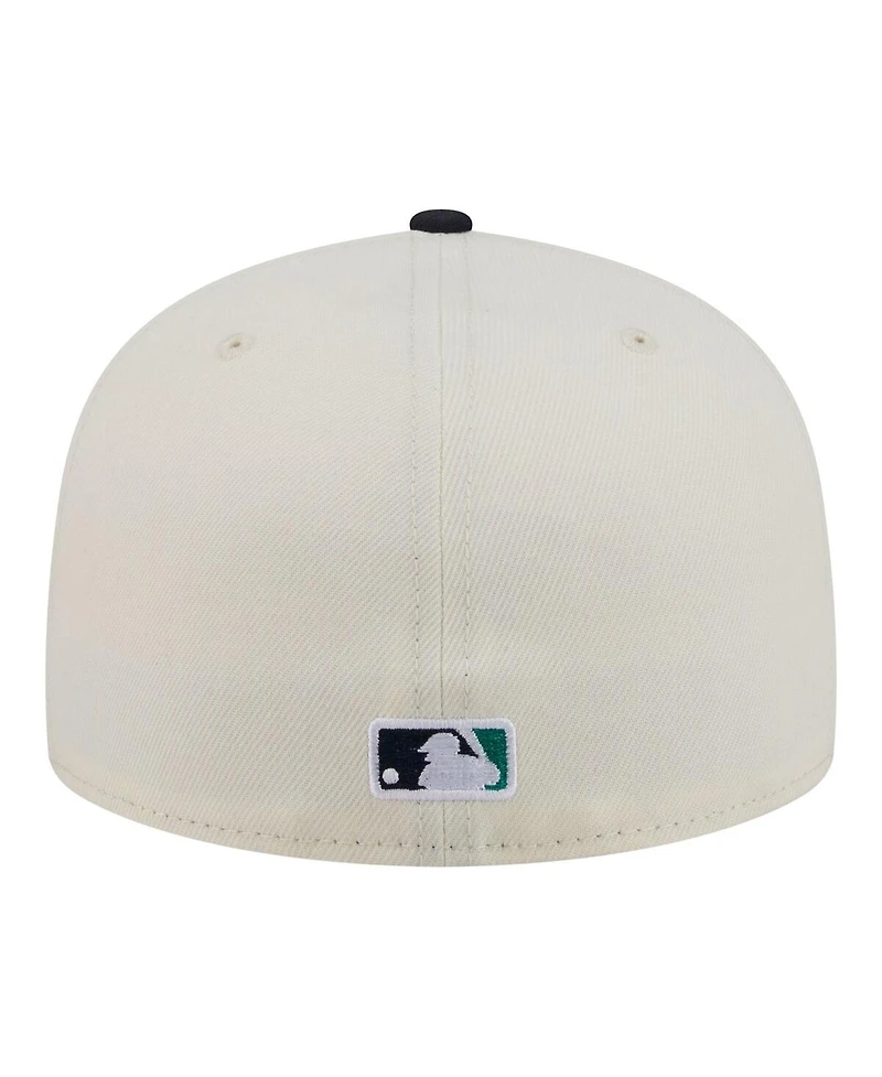 New Era Men's Cream/Navy Seattle Mariners Bullpen Cart 59FIFTY Fitted Hat